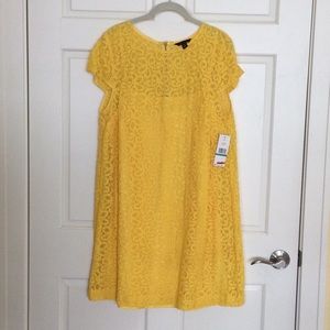Tommy Hilfiger yellow lace dress with under slip size 16